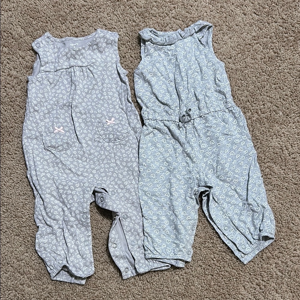 Adorable Baby Rompers in Light Gray